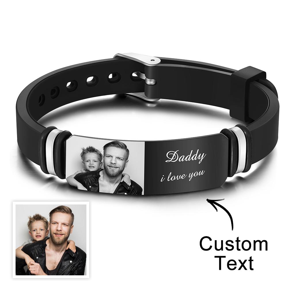 Pulsera Grabada Con Foto Personalizada Conmemora El Regalo Para El Padre - soufeeles