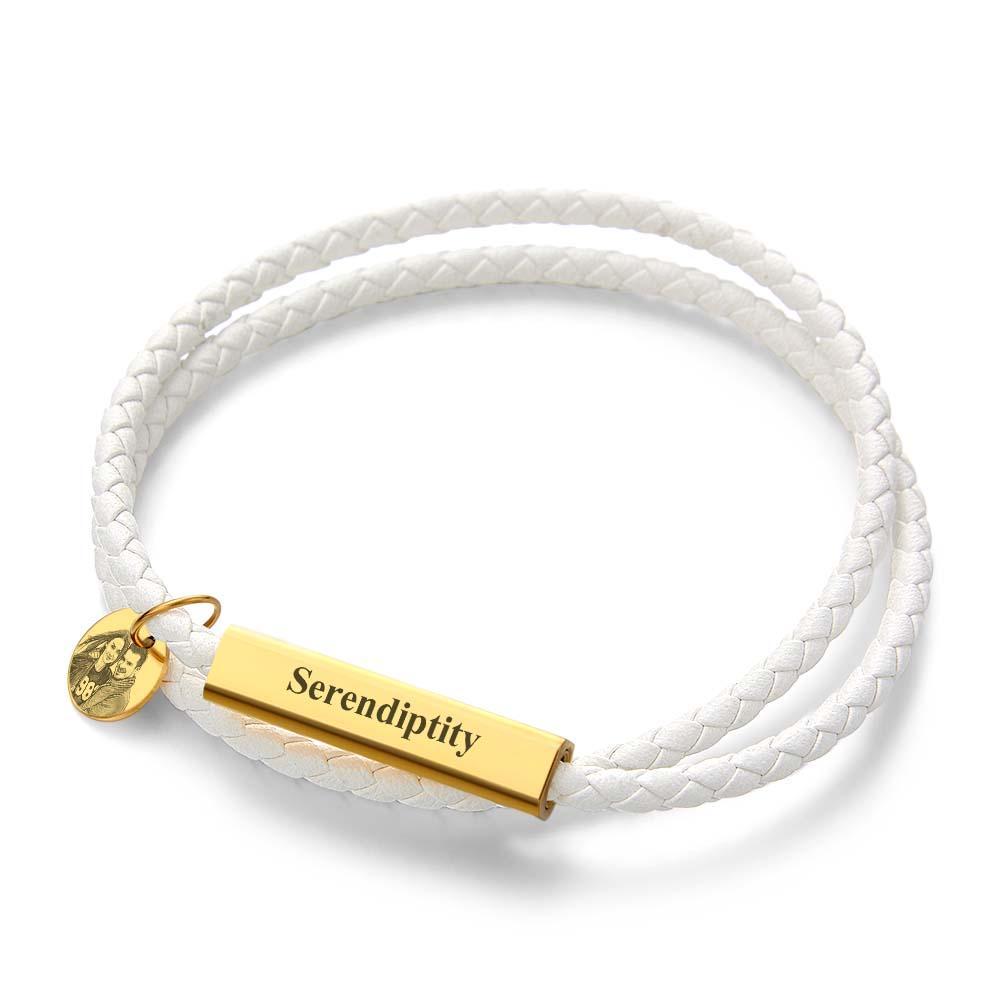 Pulsera De Retrato Personalizada Que Personaliza Su Texto Especial O Fecha De Regalo De Joyería Conmemorativa - soufeeles