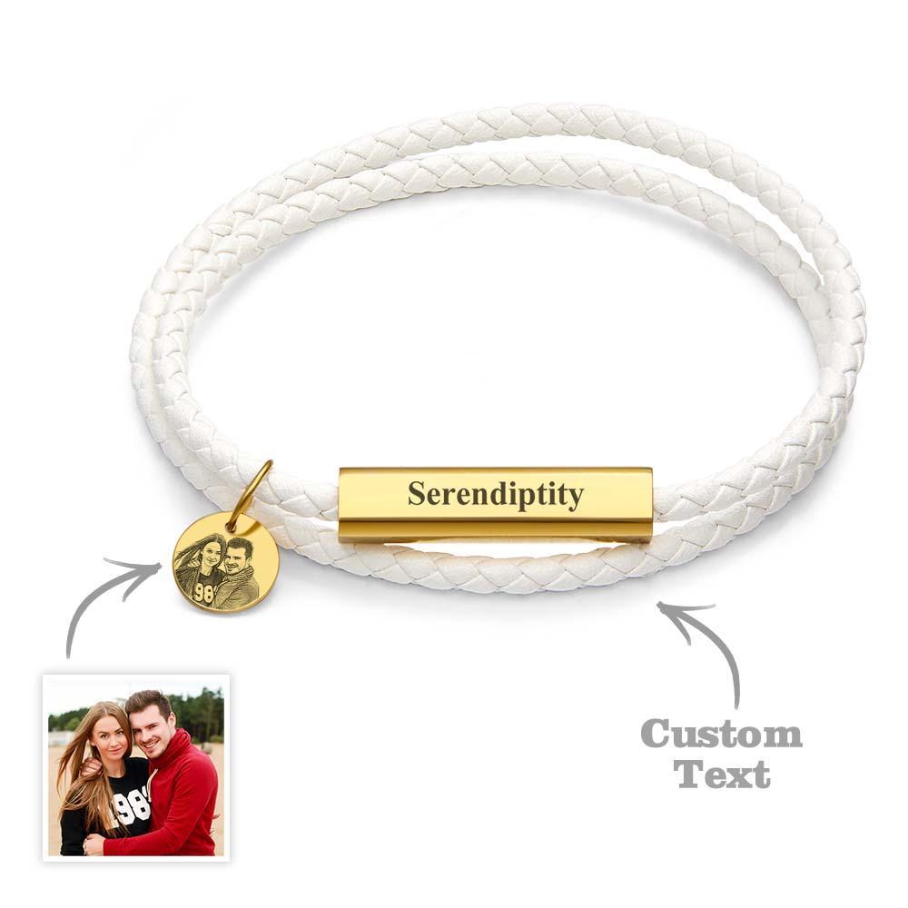 Pulsera De Retrato Personalizada Que Personaliza Su Texto Especial O Fecha De Regalo De Joyería Conmemorativa