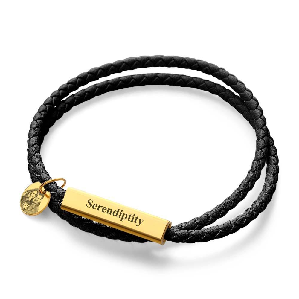 Pulsera De Retrato Personalizada Que Personaliza Su Texto Especial O Fecha De Regalo De Joyería Conmemorativa - soufeeles