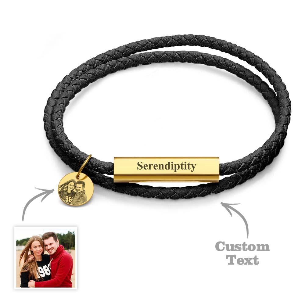 Pulsera De Retrato Personalizada Que Personaliza Su Texto Especial O Fecha De Regalo De Joyería Conmemorativa - soufeeles
