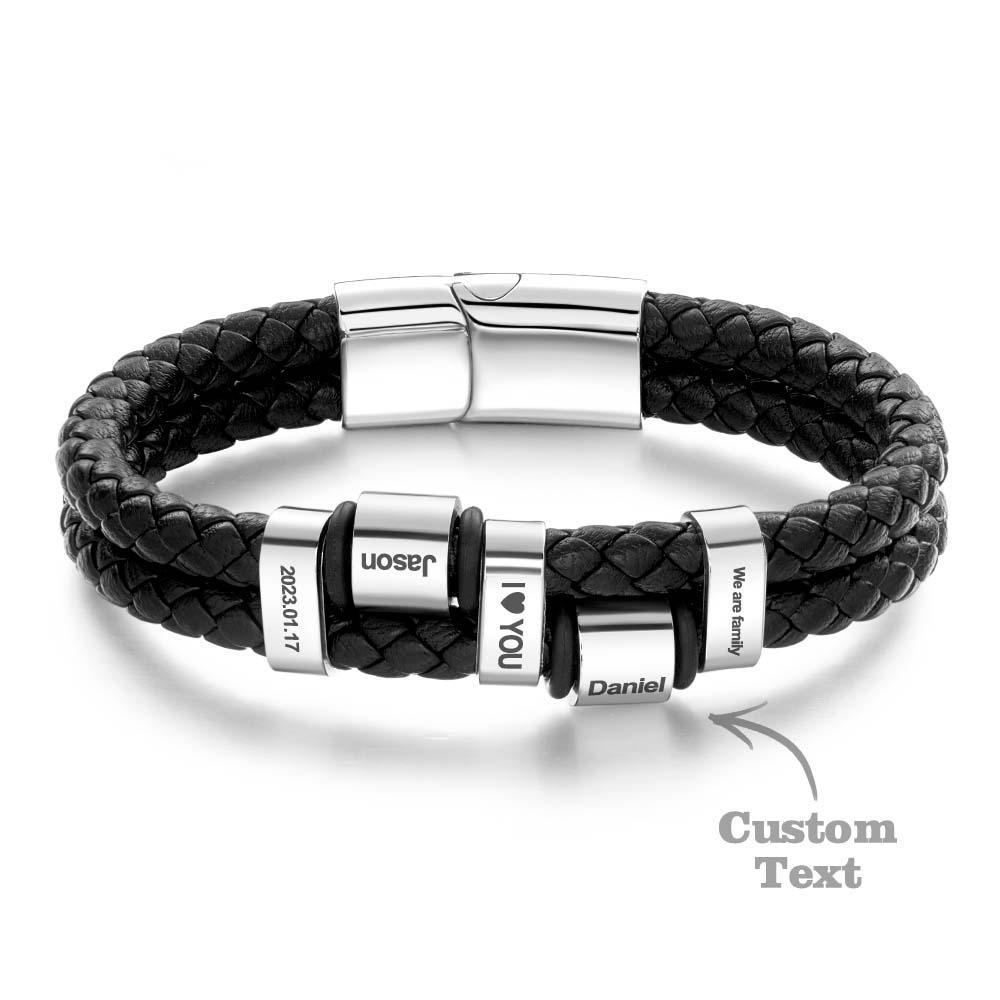 Pulsera De Cuero De Acero Inoxidable Con Diseño De Estilo Punk Para Hombre, Pulsera Con Hebilla Magnética De Acero, Regalo De Cumpleaños - soufeeles