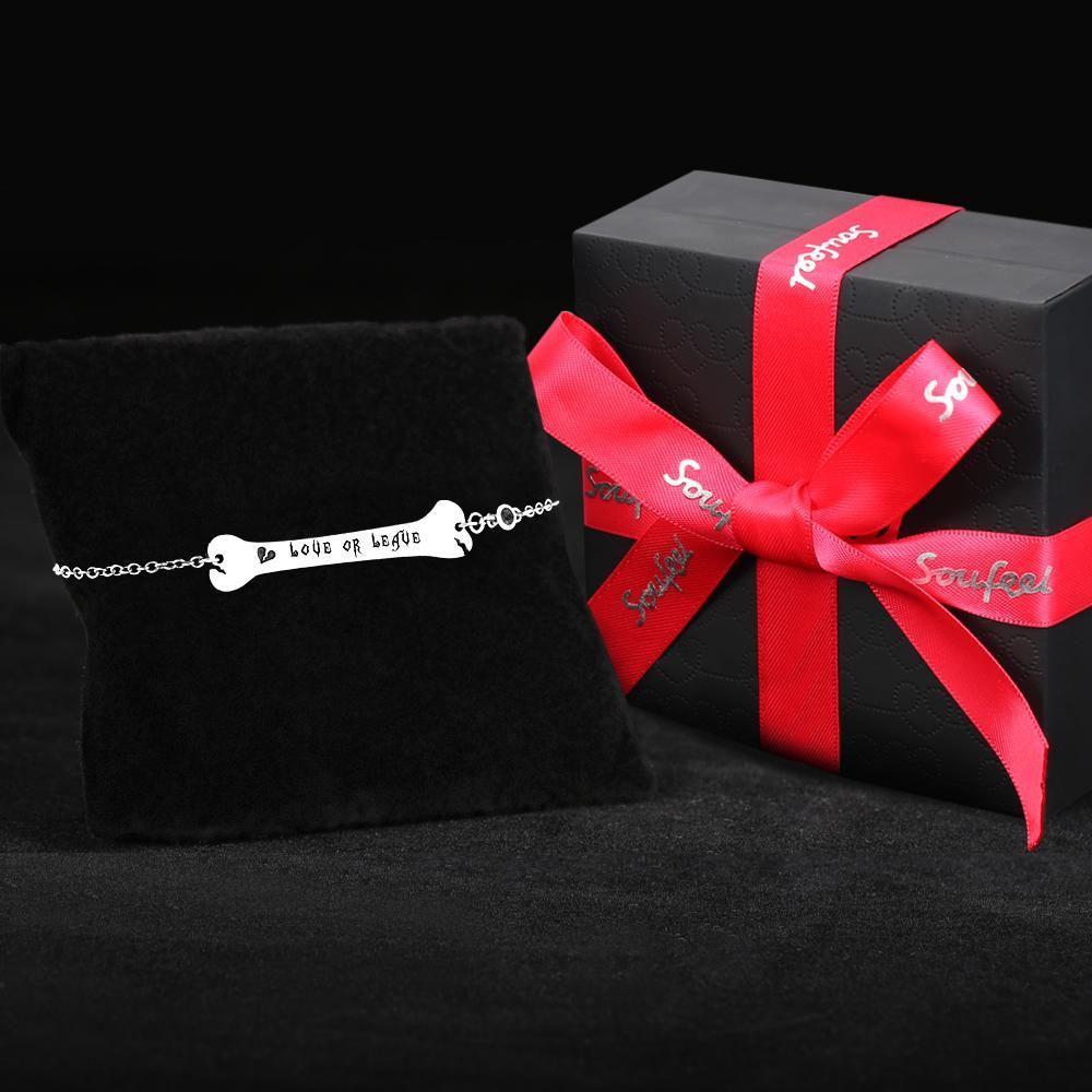 Regalos De Pulsera Personalizados Pulsera De Barra De Hueso Con Regalos Conmemorativos De Corazón Roto Chapado En Oro 14K