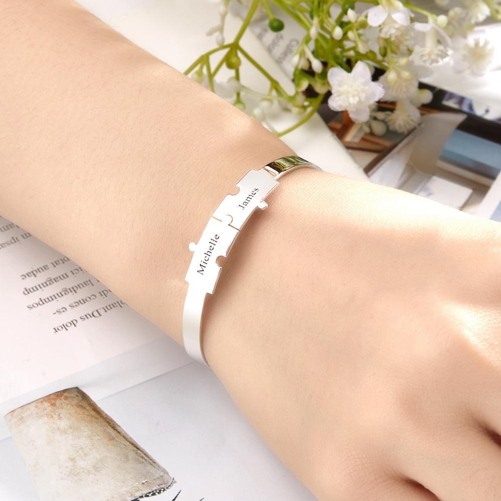 Pulsera De Rompecabezas Grabada Personalizada Pulsera Única Personalizada Para Ella - soufeeles