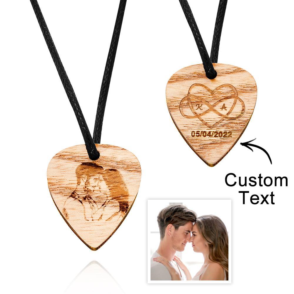 Collar De Madera Con Foto Personalizada, Colgante De Amor Infinito Grabado Personalizado, Regalo De San Valentín - soufeeles