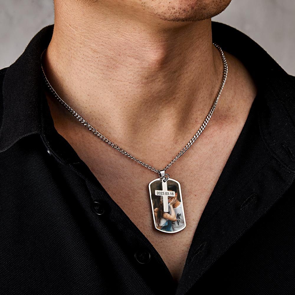 Collar Personalizado Para Hombre, Collar Personalizado Con Foto Y Grabado, Regalo Para Pareja - soufeeles