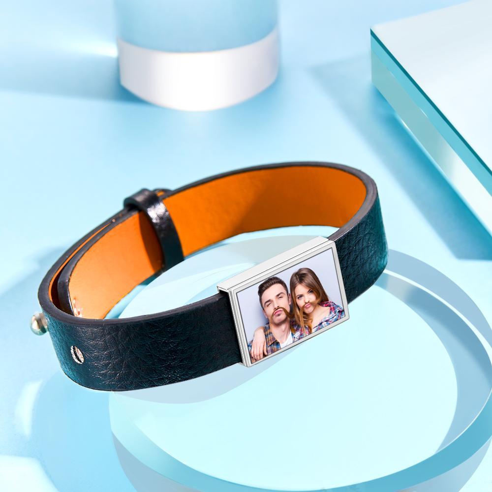 Pulsera Con Foto Personalizada Foto Personalizada Pulsera De Cuero Regalo Para Hombres - soufeeles