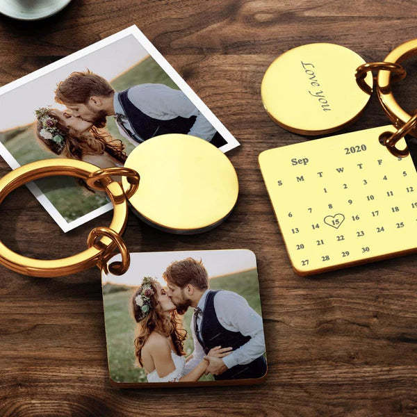 Llavero De Calendario Grabado Con Foto Opcional Personalizado, Llavero Con Etiqueta, Regalo Perfecto Para El Día Especial, Los Mejores Regalos Para Los Amantes - soufeeles