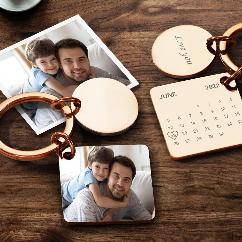 Llavero De Foto Personalizado Llavero De Calendario Grabado Regalos Para Padre - soufeeles