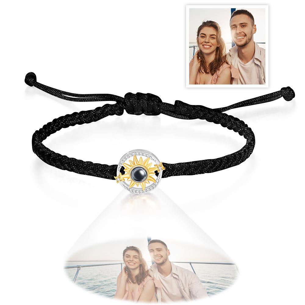 Regalos Personalizados De La Pareja De La Moda De La Flor Del Sol De La Pulsera De La Proyección De La Foto - soufeeles