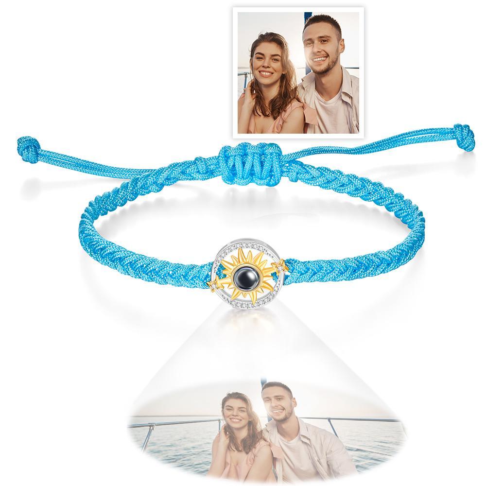 Regalos Personalizados De La Pareja De La Moda De La Flor Del Sol De La Pulsera De La Proyección De La Foto - soufeeles