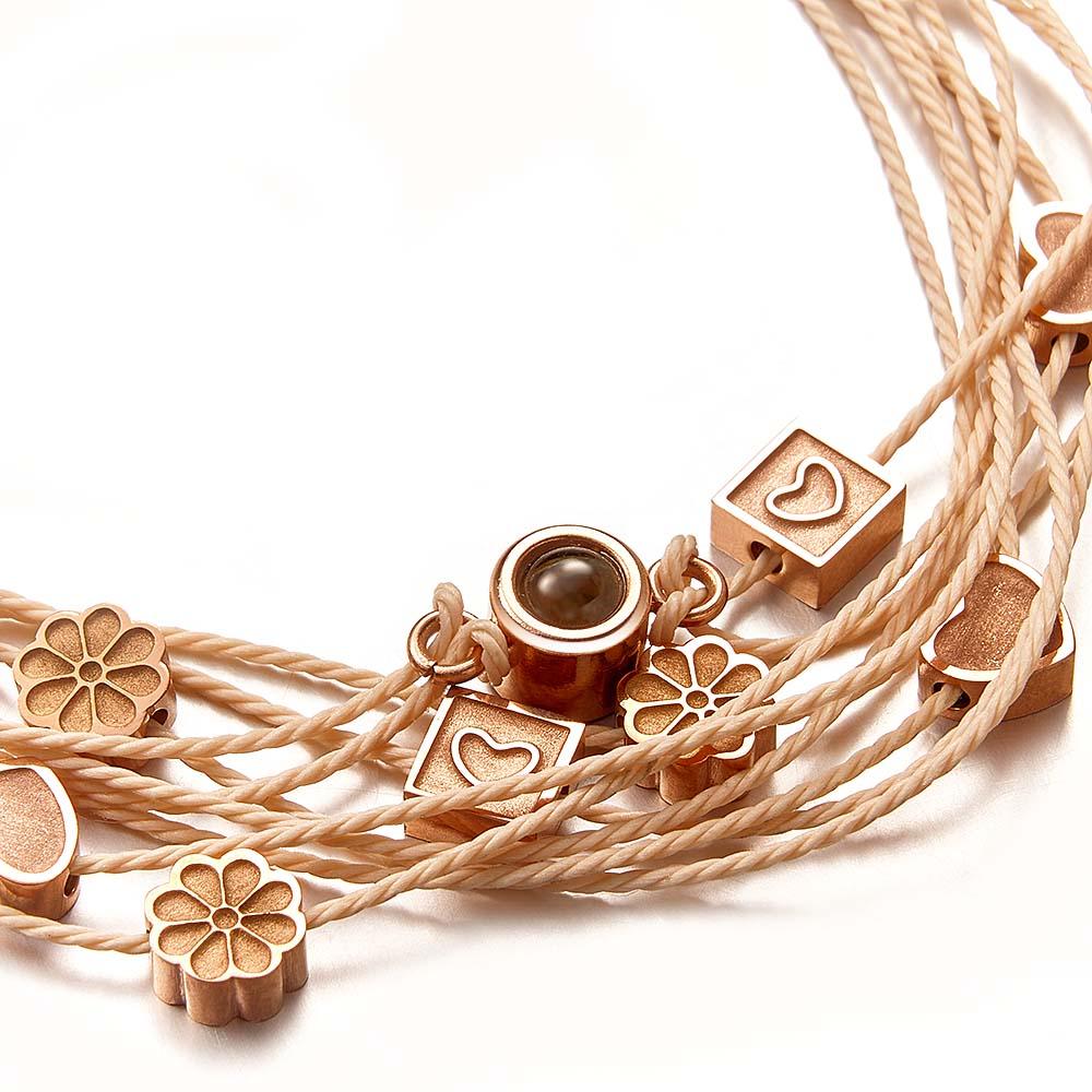 Pulsera Con Foto Personalizada Con Dijes De Amor, Proyector De Imágenes, Regalo De Aniversario Conmemorativo Minimalista Para Ella Y Él - soufeeles