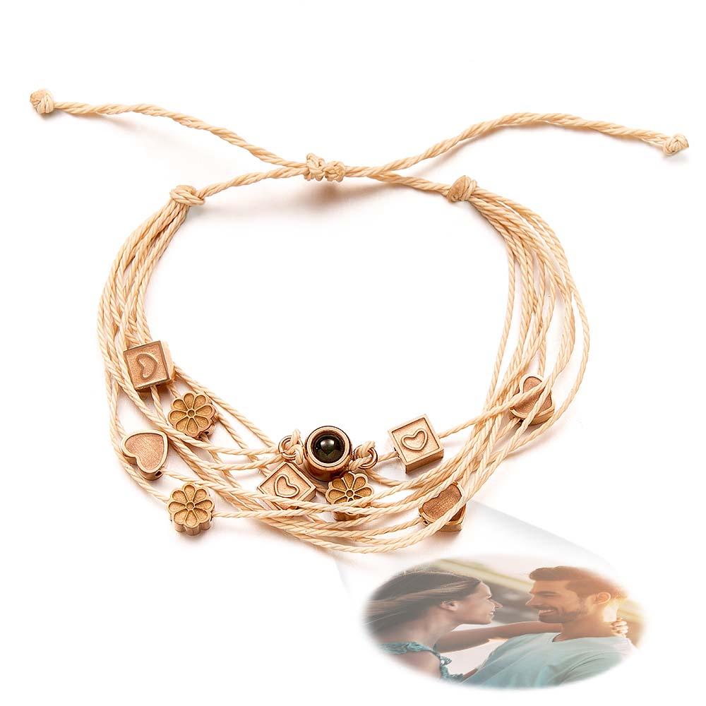 Pulsera Con Foto Personalizada Con Dijes De Amor, Proyector De Imágenes, Regalo De Aniversario Conmemorativo Minimalista Para Ella Y Él - soufeeles