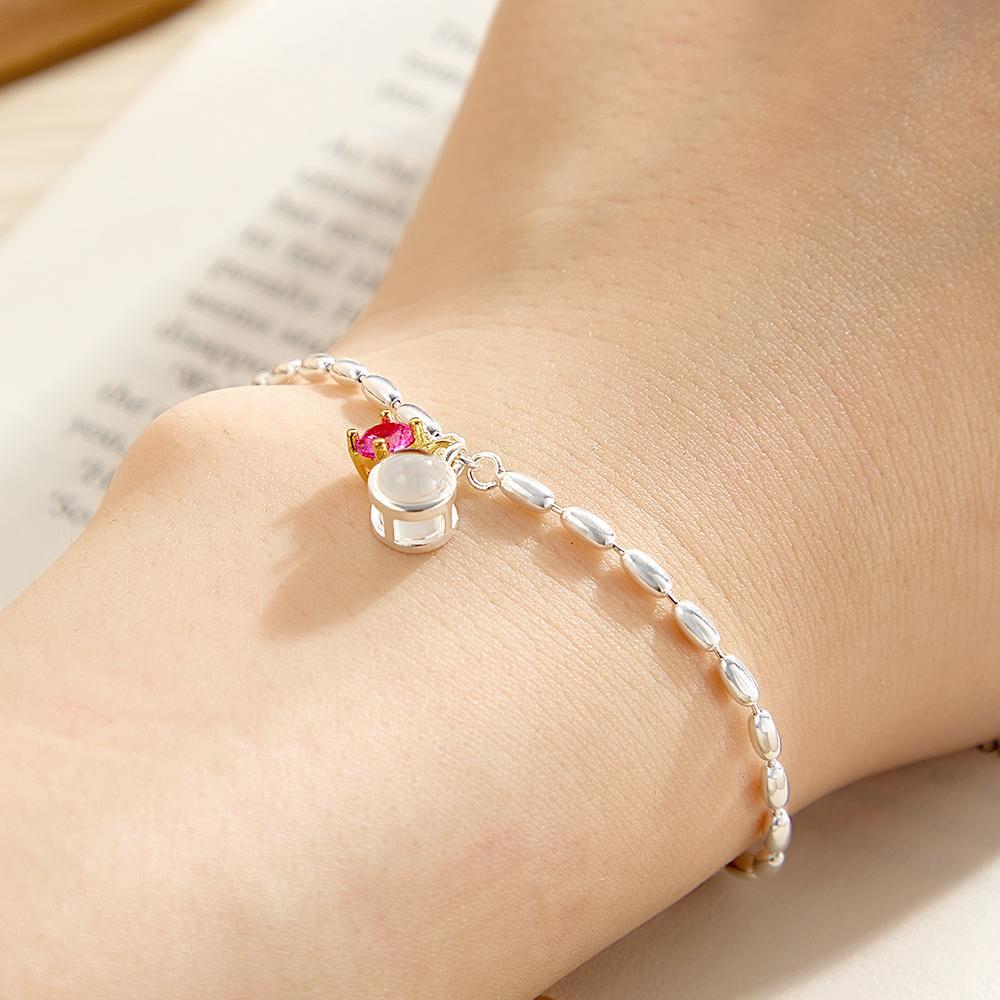 Pulsera De Foto De Proyección Personalizada, Pulsera De Piedra Natal Personalizada, Joyería Conmemorativa, Regalo De Cumpleaños, Regalo Del Día De La Madre - soufeeles