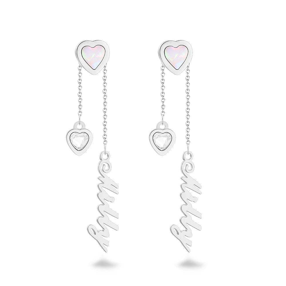 Pendientes Grabados Personalizados Pendientes Con Nombre En Forma De Corazón Regalo Único - soufeeles