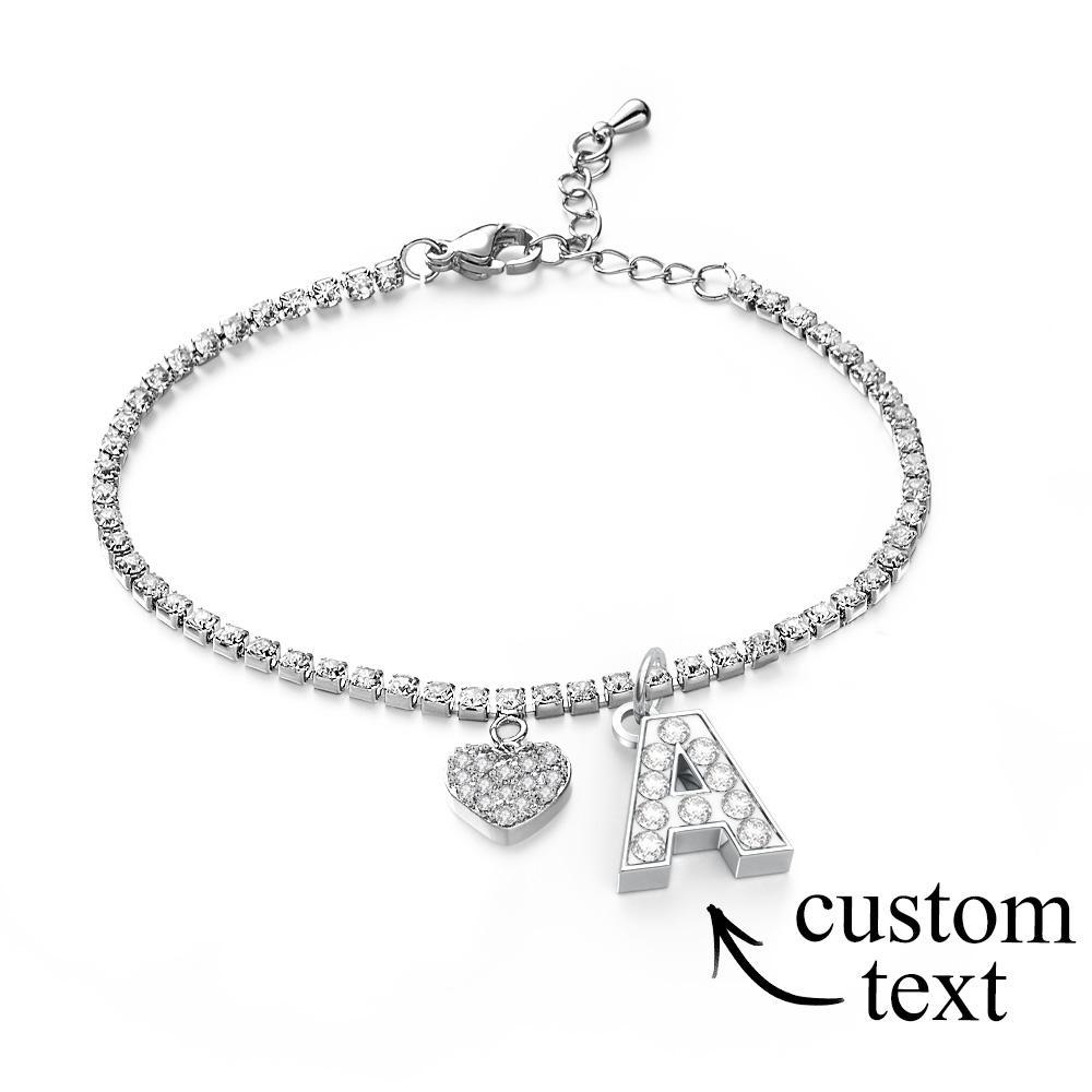 Tobillera Con Inicial Brillante Personalizada, Tobillera Con Nombre Personalizado, Cadena De Tobillo Ajustable, Regalo Para Ella
