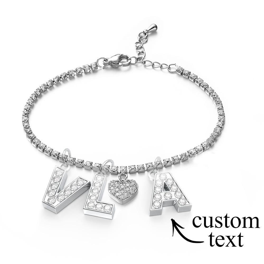 Tobillera Con Inicial Brillante Personalizada, Tobillera Con Nombre Personalizado, Cadena De Tobillo Ajustable, Regalo Para Ella - soufeeles