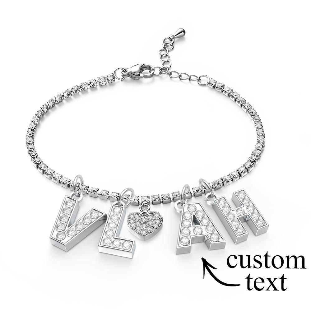 Tobillera Con Inicial Brillante Personalizada, Tobillera Con Nombre Personalizado, Cadena De Tobillo Ajustable, Regalo Para Ella - soufeeles