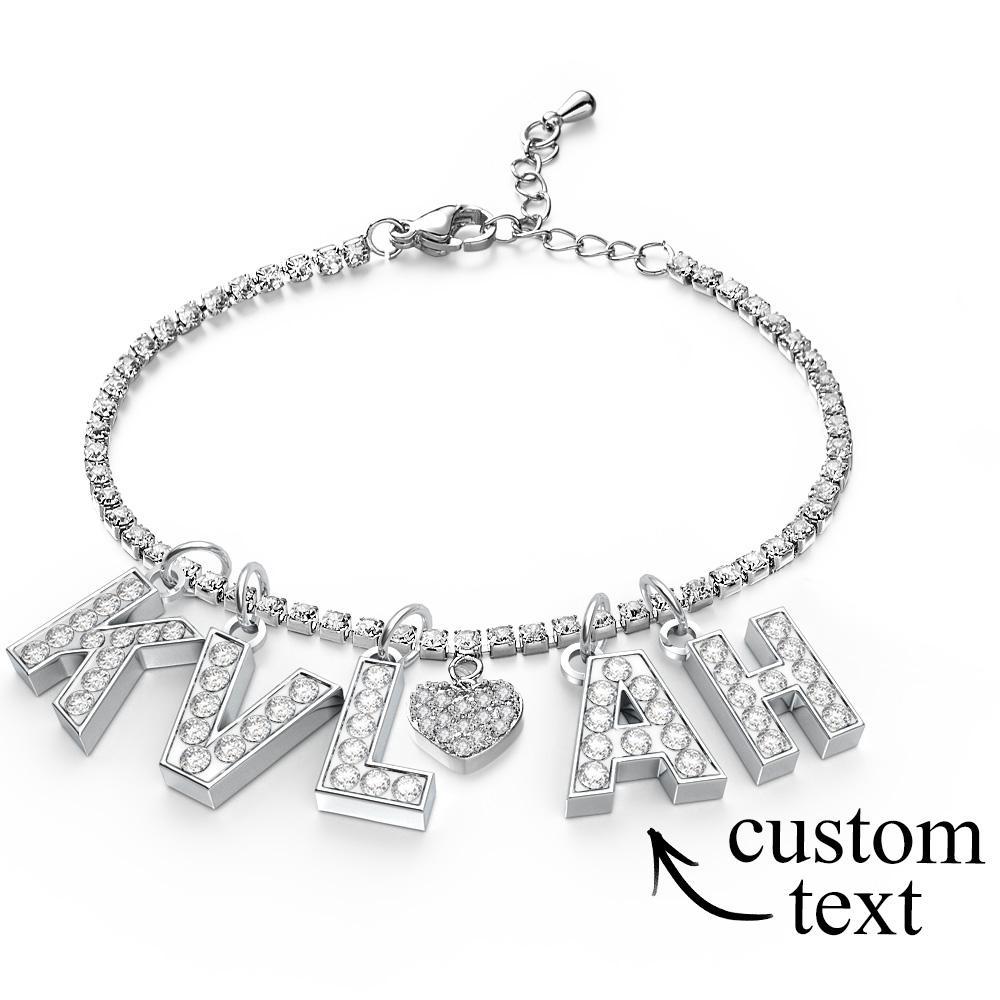 Tobillera Con Inicial Brillante Personalizada, Tobillera Con Nombre Personalizado, Cadena De Tobillo Ajustable, Regalo Para Ella - soufeeles