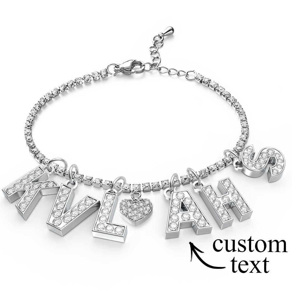 Tobillera Con Inicial Brillante Personalizada, Tobillera Con Nombre Personalizado, Cadena De Tobillo Ajustable, Regalo Para Ella - soufeeles