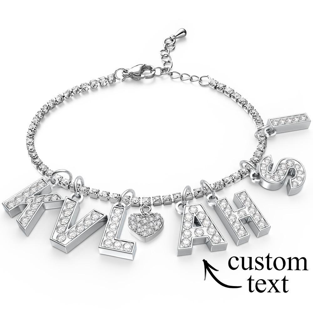 Tobillera Con Inicial Brillante Personalizada, Tobillera Con Nombre Personalizado, Cadena De Tobillo Ajustable, Regalo Para Ella - soufeeles