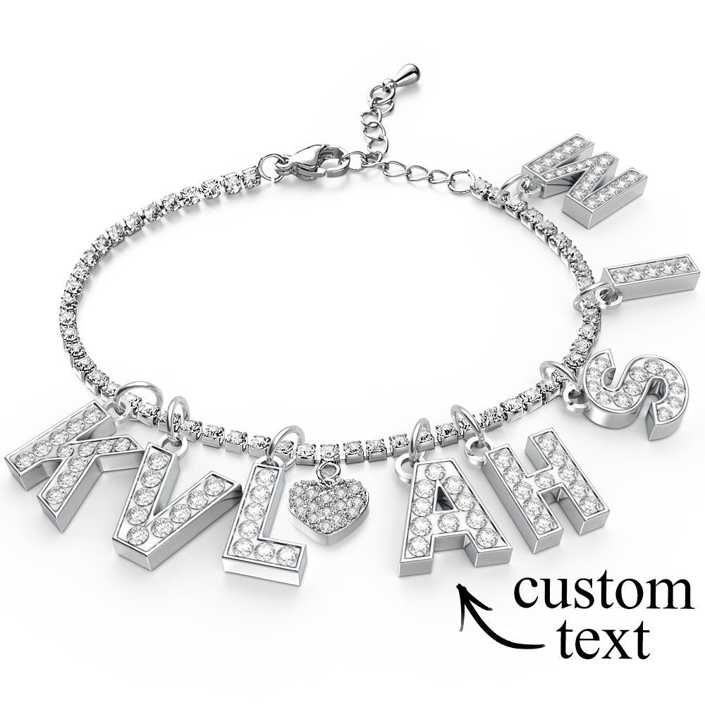 Tobillera Con Inicial Brillante Personalizada, Tobillera Con Nombre Personalizado, Cadena De Tobillo Ajustable, Regalo Para Ella - soufeeles