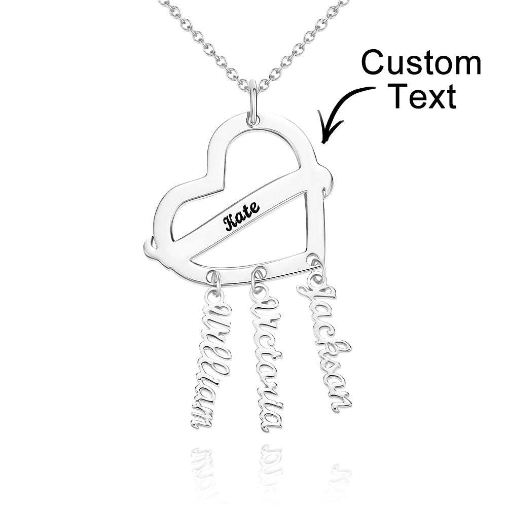 Collar De Corazón De Atrapasueños Grabado Personalizado Con Colgante De Nombres Regalos Únicos - soufeeles