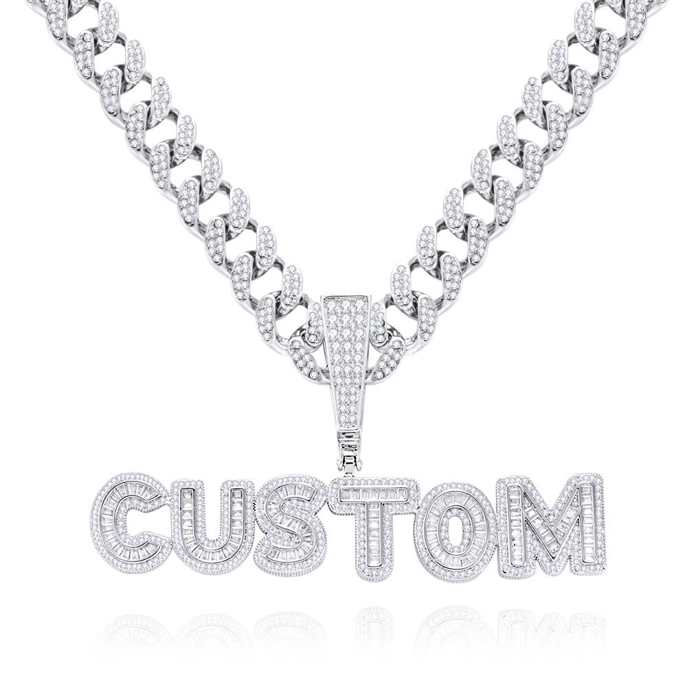 Collar Con Colgante De Letra Personalizada Para Hombre Con Cadena De Eslabones Cubanos Ostentosos, Regalo De Joyería - soufeeles