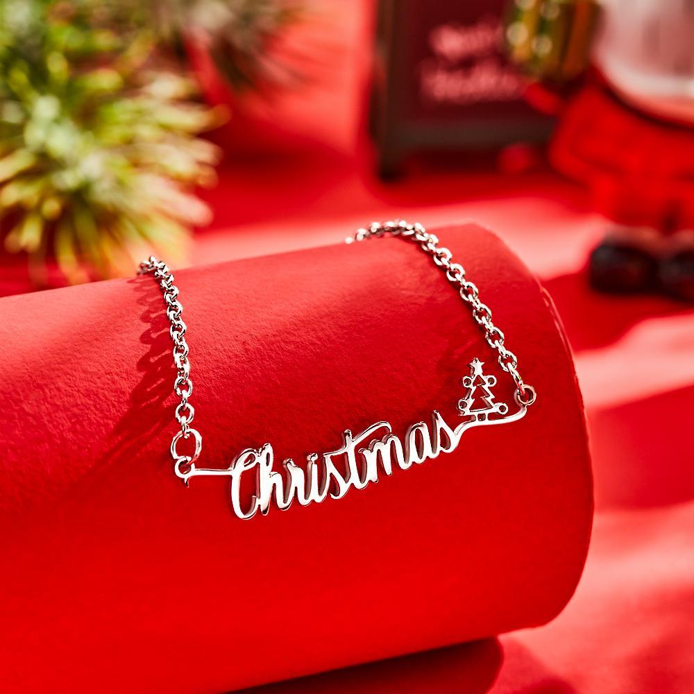 Collar Con Nombre Personalizado Con Regalo De Joyería De Árbol De Navidad Para Navidad - soufeeles