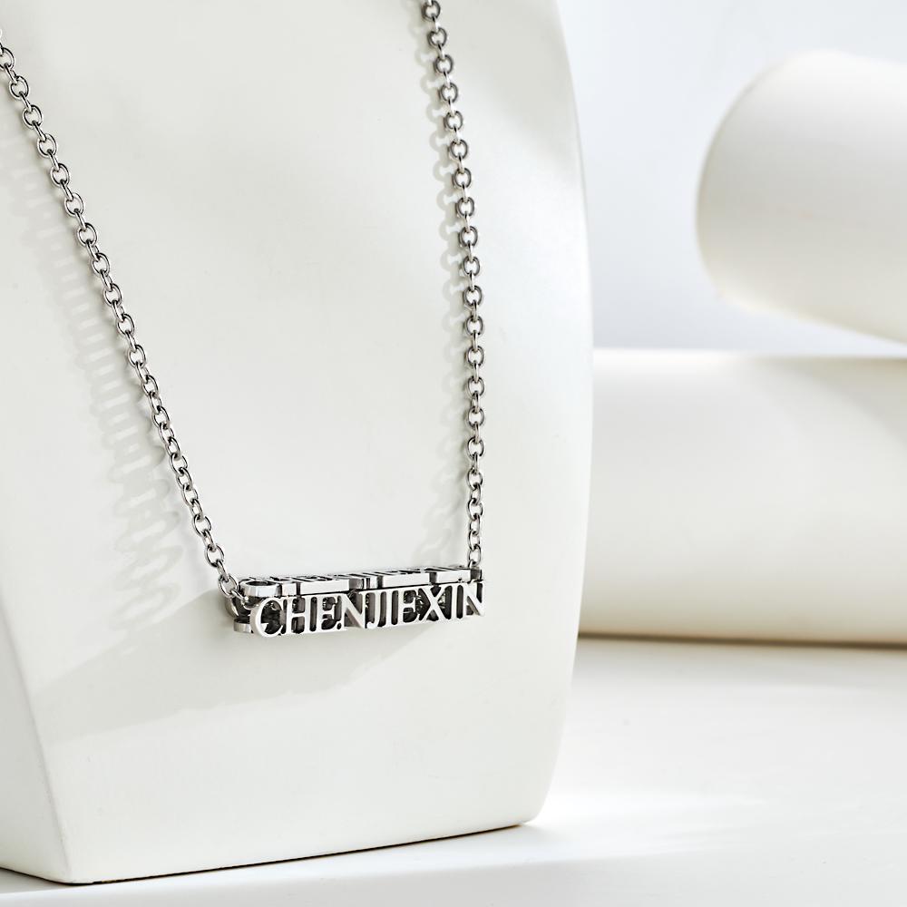 Collar Grabado Personalizado Collar Con Nombre Tridimensional Regalo Para Mujer - soufeeles