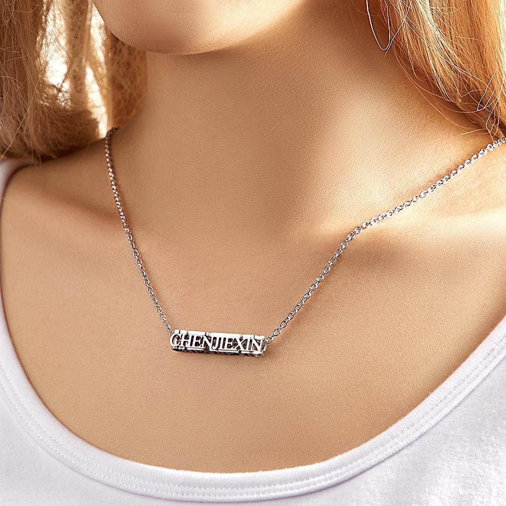 Collar Grabado Personalizado Collar Con Nombre Tridimensional Regalo Para Mujer - soufeeles