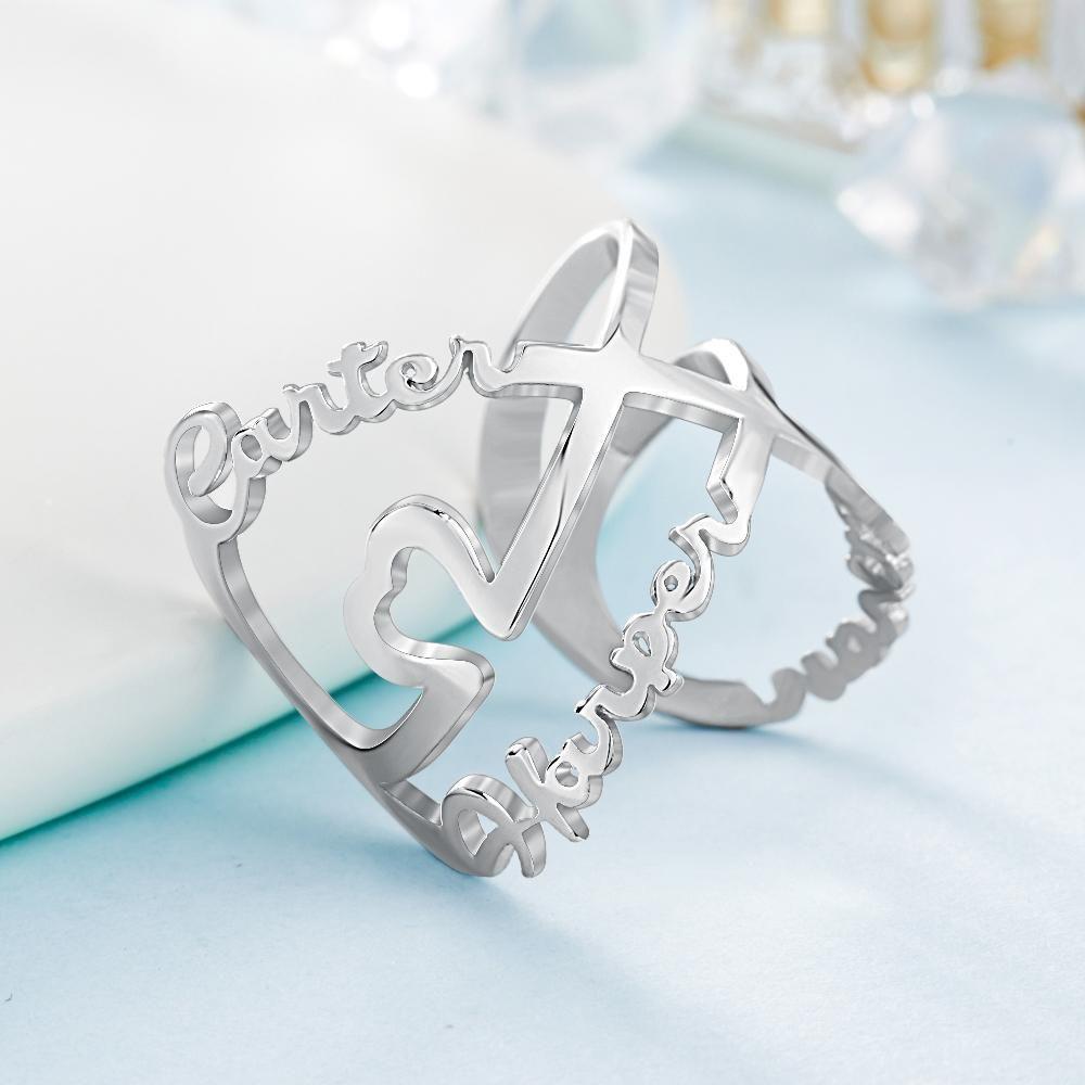 Anillos con Nombre Personalizados Anillos con Nombre Infinito Regalos Conmemorativos Plata 1-6 Nombres