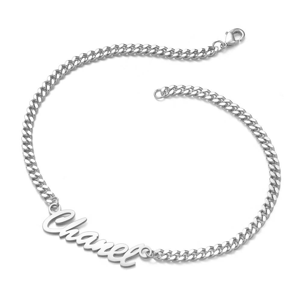 Pulsera Con Nombre Grueso Personalizada Con Tu Nombre Para Hombres, Niños, Mujeres, Cadena Curva Pesada