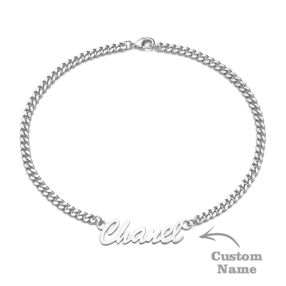 Pulsera Con Nombre Grueso Personalizada Con Tu Nombre Para Hombres, Niños, Mujeres, Cadena Curva Pesada
