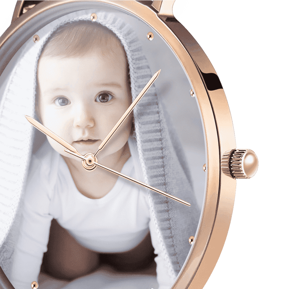 Grabable Femenino Pulsera de Aleación Oro Rosa Reloj de Foto 36mm