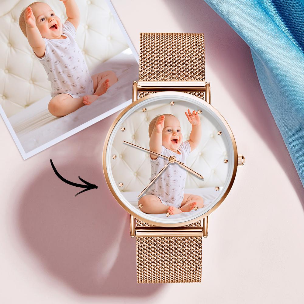 Femenino Reloj Grabable de Foto con Pulsera de Negro Aleación 36mm