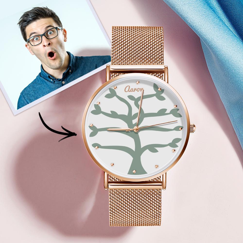 Reloj con Nombre Reloj de Pulsera de Aleación de Oro Rosa para Mujer de 36 Mm (1-9 Nombres)