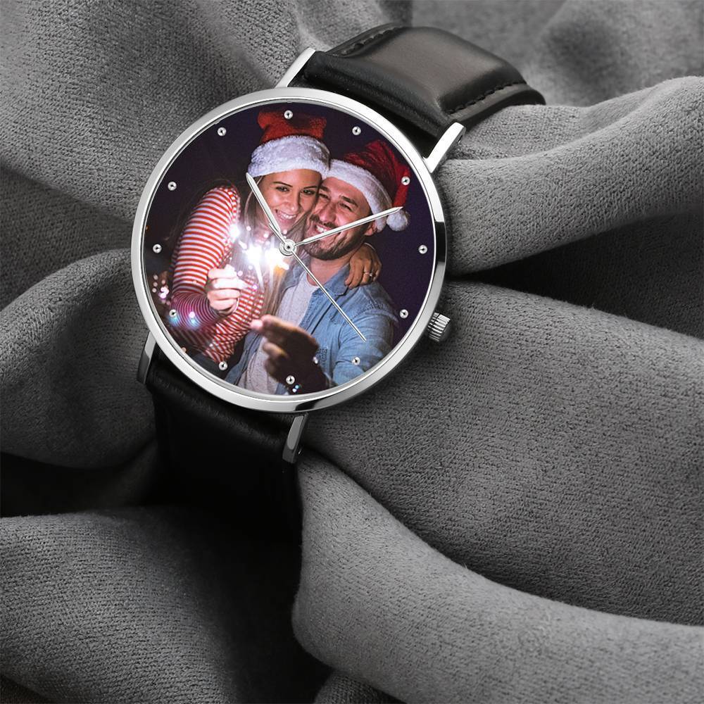 Grabable Femenino Reloj de Foto Correa de Cuero Negro 36mm