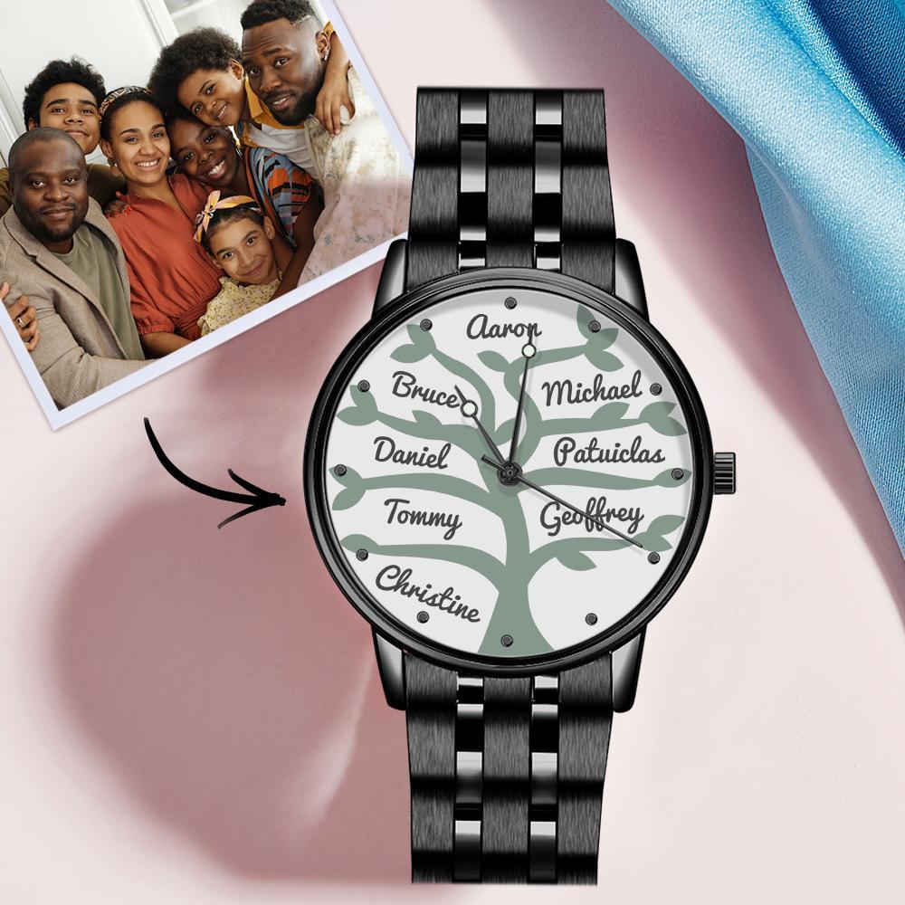 Reloj con Nombre Reloj de Pulsera de Aleación Negra para Hombre de 38 Mm para la Familia (1-9 Nombres)