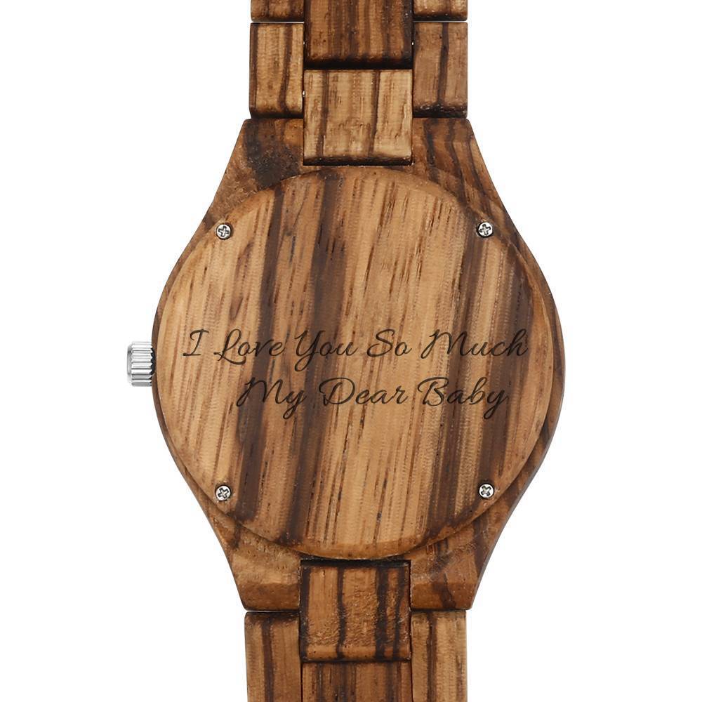 Hombre Madera Reloj Grabable de Foto Correa de Madera 45mm