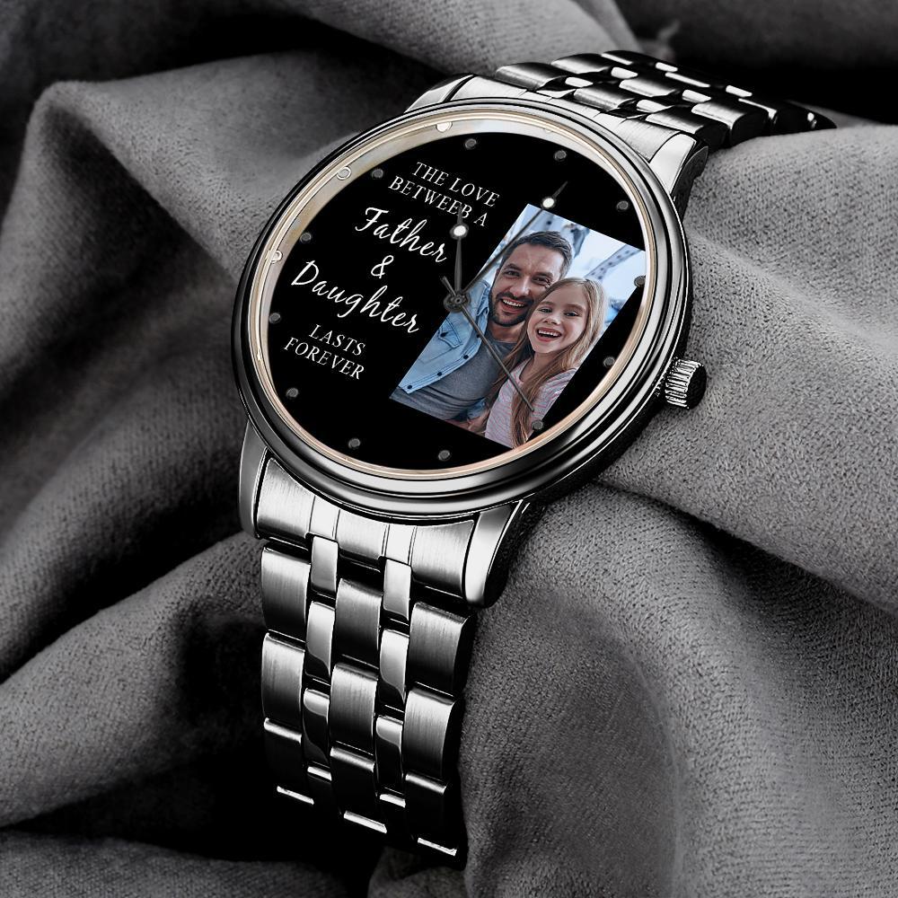 Pulsera De Aleación Negra Grabada Para Hombre, Reloj Con Foto De 38 Mm Para Mi Papá, Te Amo, Regalos Para Papá - soufeeles