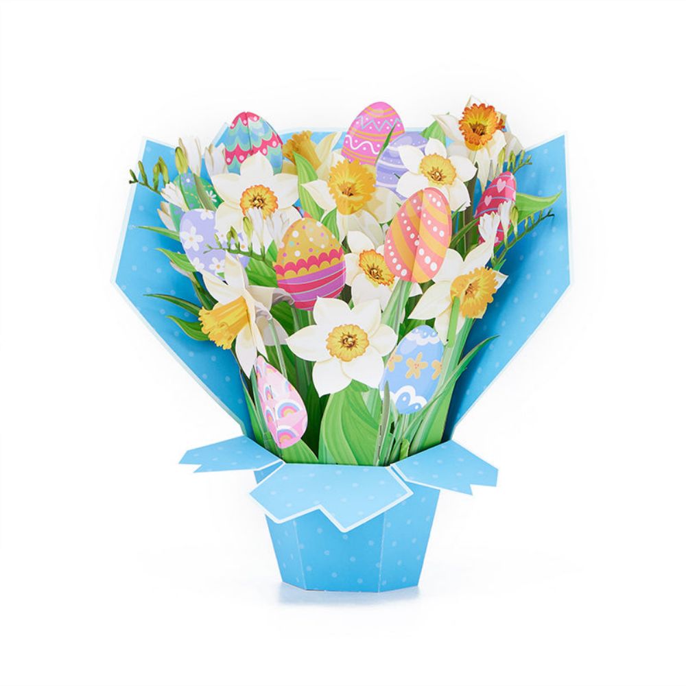 Ramo De Flores De Huevo De Pascua 3d Pop Up Tarjeta De Felicitación - soufeeles