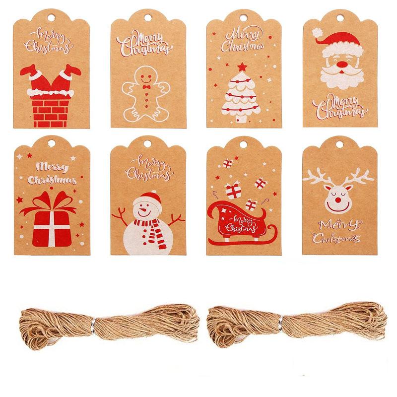 100pcs Feliz Navidad Etiqueta De Decoración Tarjeta De Regalo Tarjeta Colgante De Árbol De Navidad - Regalo De Chimenea De Hombre De Pan De Jengibre