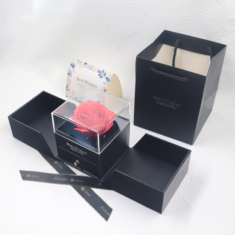 Joyero De Flores Preservadas Caja De Rosas Para El Día De San Valentín Regalo Para El Amor - soufeeles