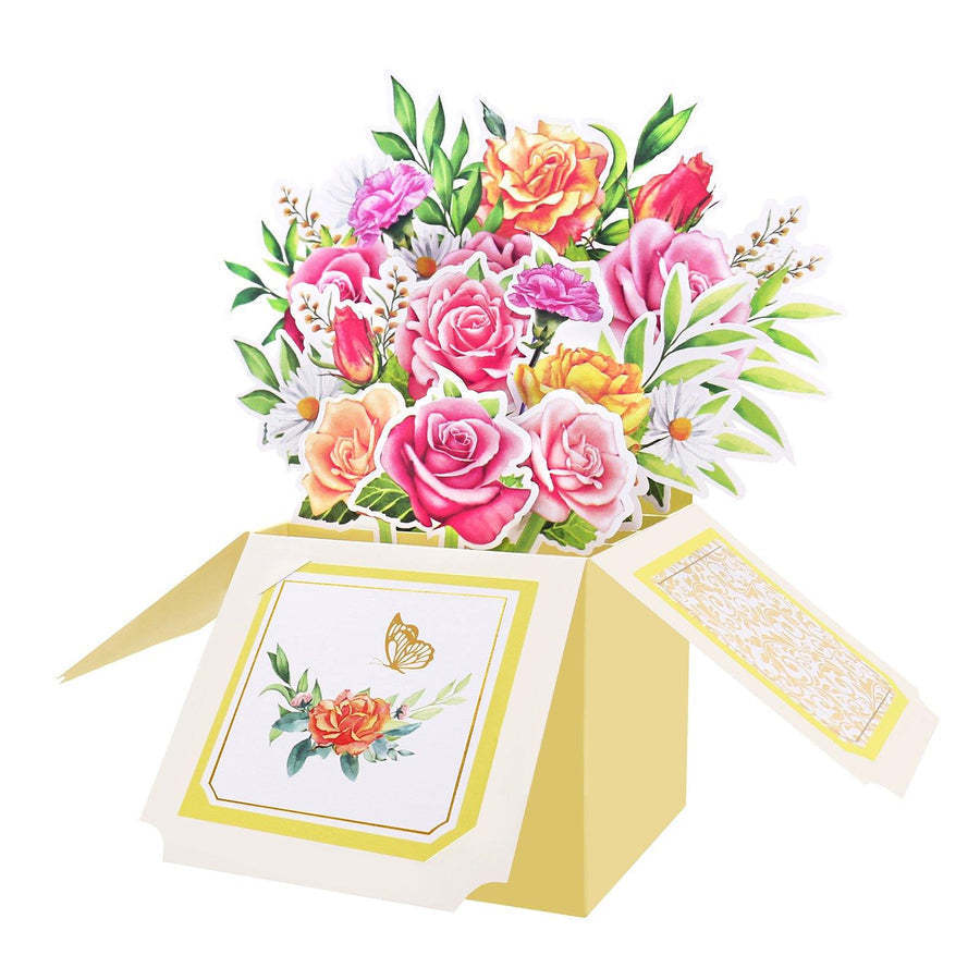 Tarjeta Emergente De Caja Floral Colorida Para El Día De San Valentín - soufeeles