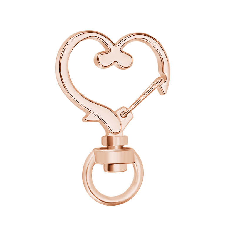 Llavero Con Gancho Giratorio En Forma De Corazón, Llavero Con Resorte De Metal, Oro Rosa - soufeeles