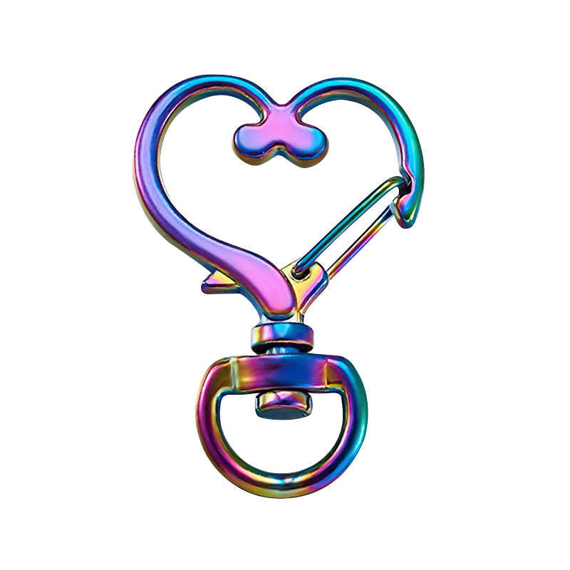 Llavero Con Gancho Giratorio En Forma De Corazón Llavero Con Resorte De Metal Multicolor - soufeeles
