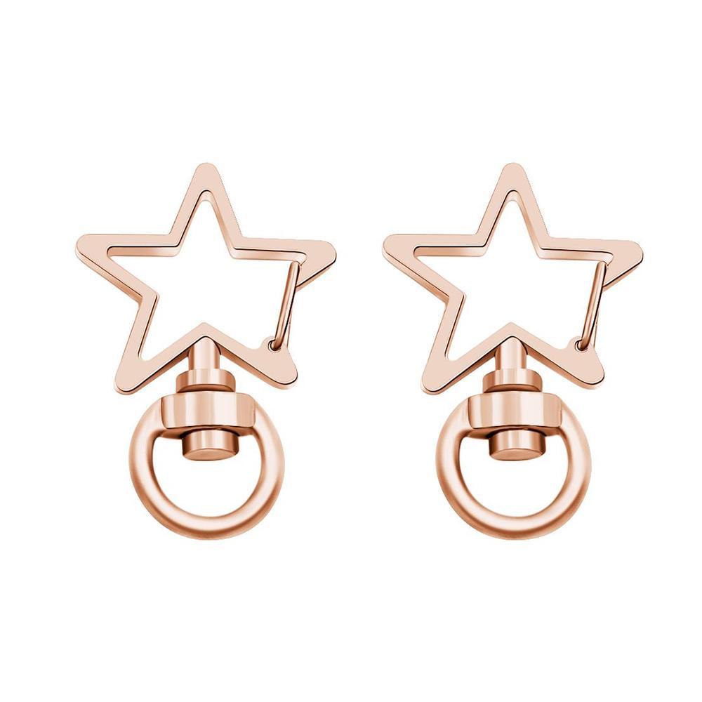 Llavero Con Gancho Giratorio En Forma De Estrella, Llavero Con Resorte De Metal, Oro Rosa, Dos - soufeeles
