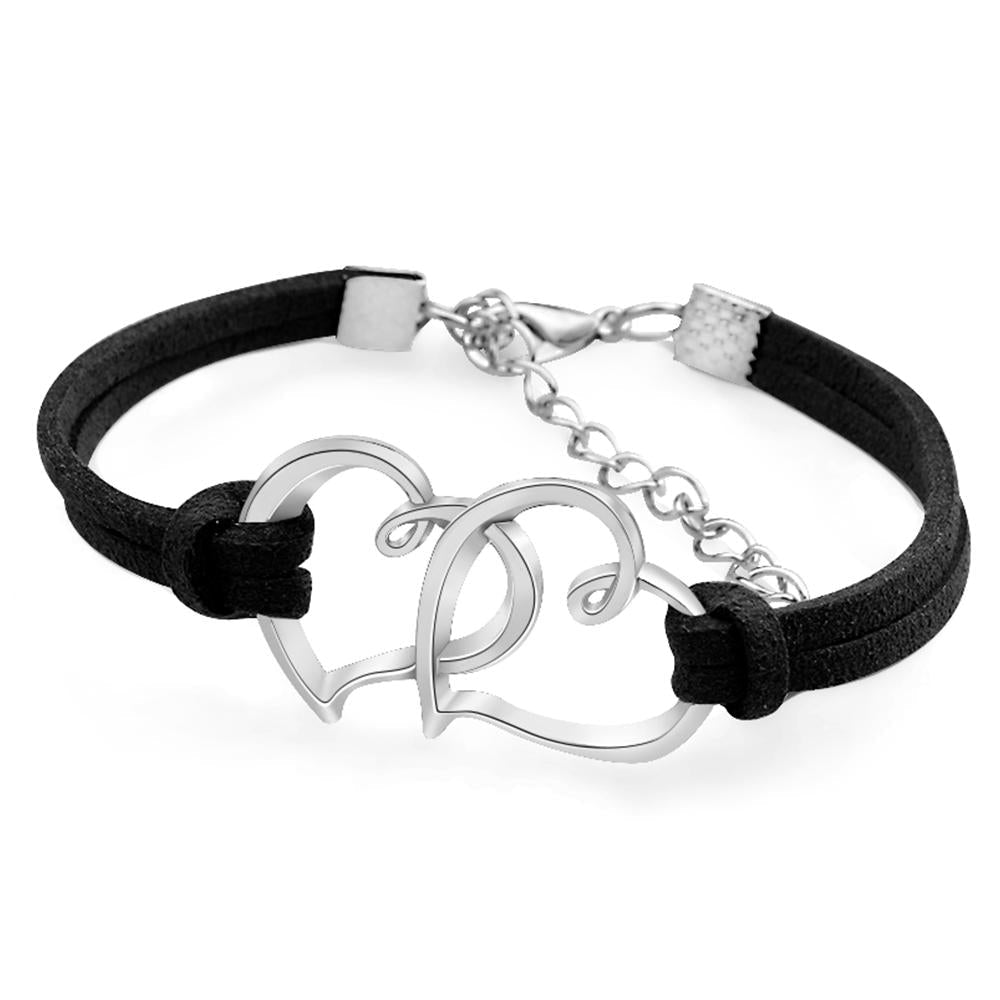 Regalo De Pulsera De Cuerda De Doble Corazón Para Mujeres Y Niñas - soufeeles