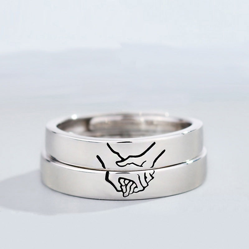 Anillos De Pareja De Promesa A Juego, Anillo Ajustable Para Mujeres, Hombres, Amantes, Joyería - soufeeles